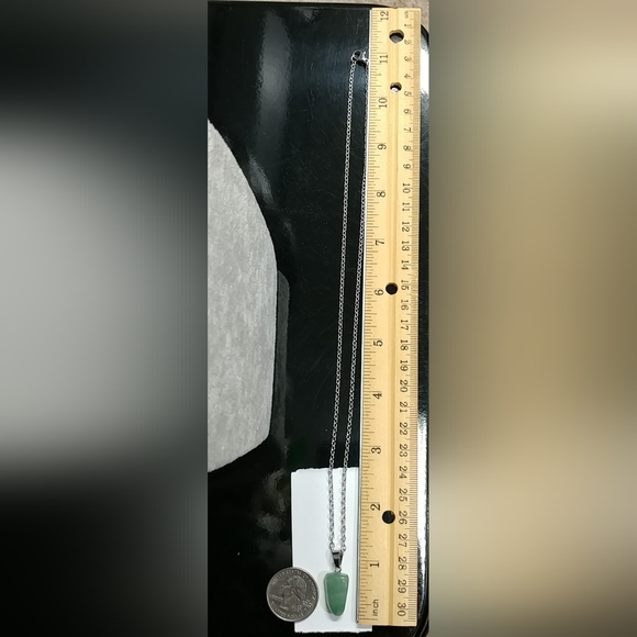 Green Aventurine Necklace Natural Gemstone Crystal Pendant Stainless-Steel Chain - Picture 15 of 15